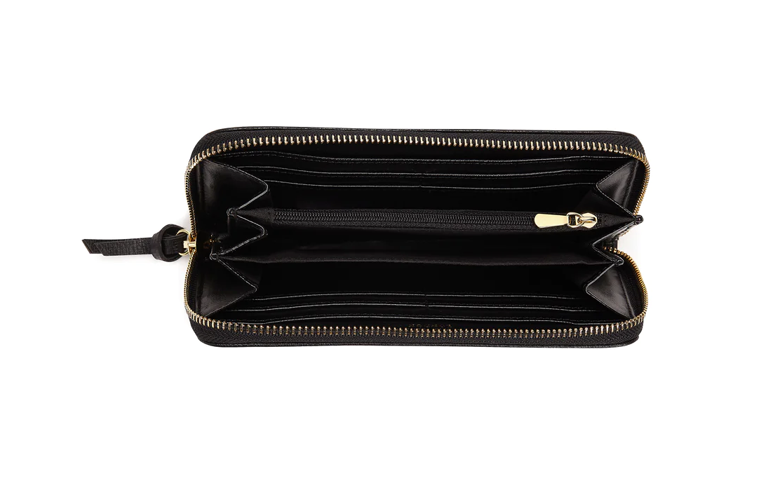 Serene Black Vegan Zip Around Wallet