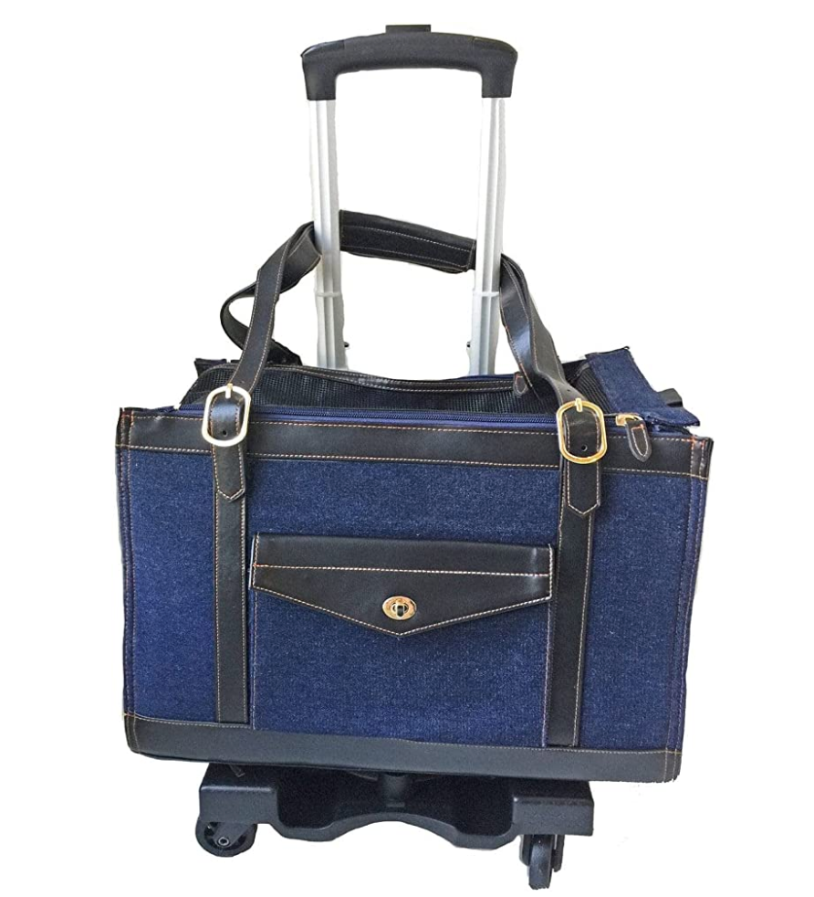 Pippa Denim Pet Carrier and Folding Trolley